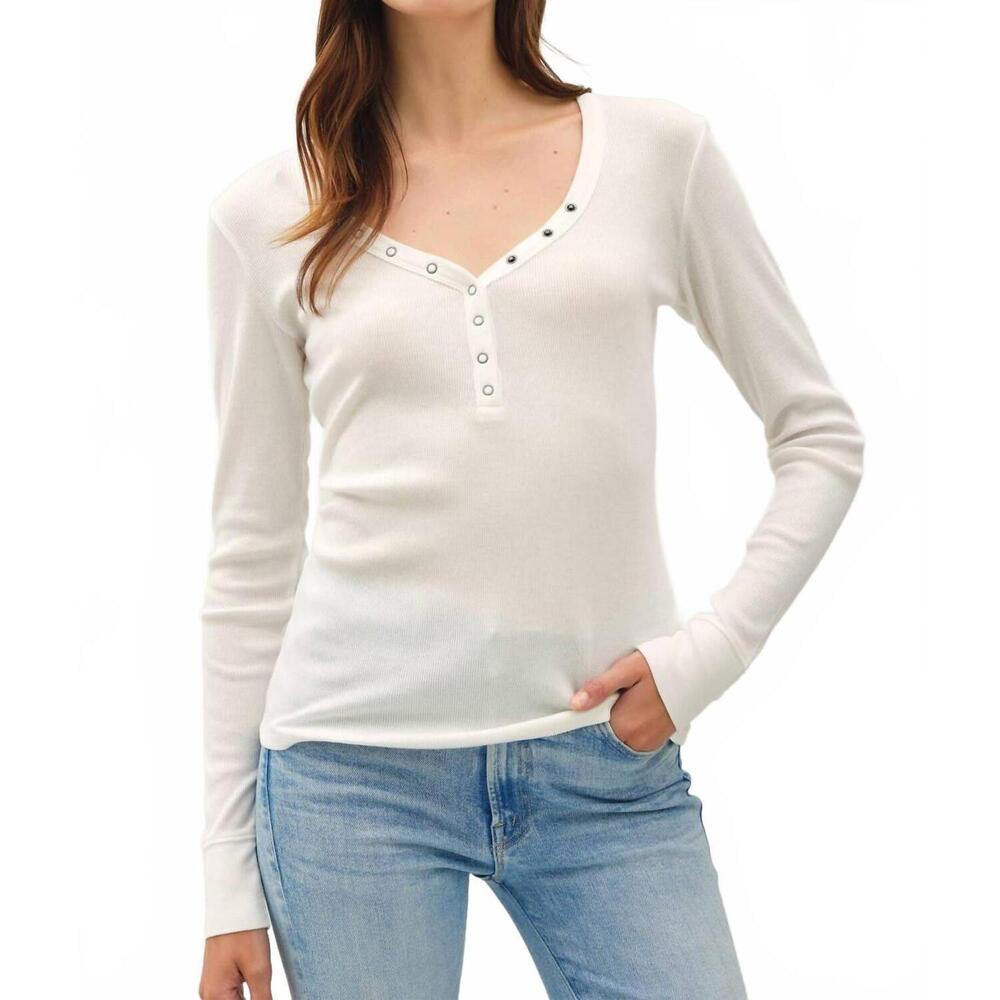 NEW BE COOL anna henley snap top in off white